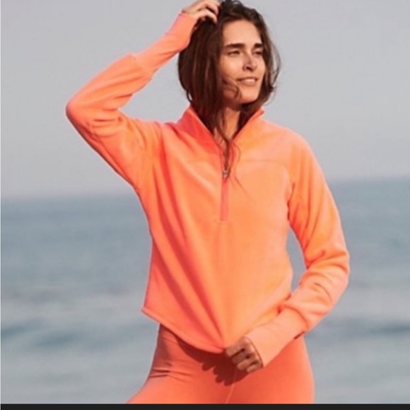 NWOT Free People Great Heights Neon 1/4 Zip Pullover - Picture 2 of 10